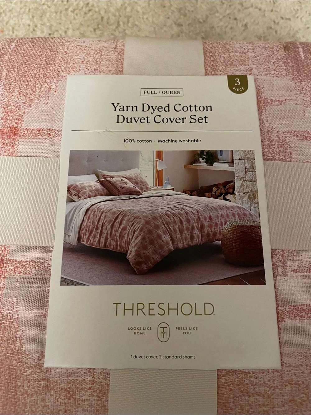 Threshold Yarn Dyed Cotton Duvet Cover Set - Blush Pink Full/Queen
